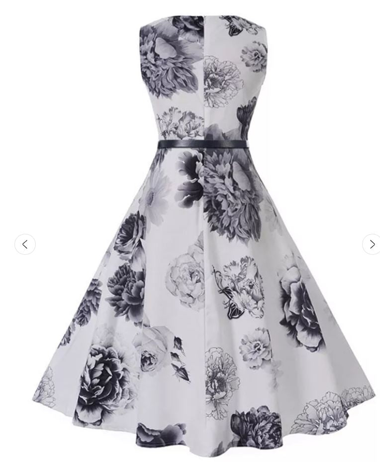 Vestido Vintage Romântico Branco Marinho