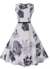 Vestido Vintage Romântico Branco Marinho