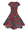 Vestido Vintage Romântico Vermelho Preto