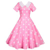 Vestido Rosa Vintage Com Bolinhas Brancas