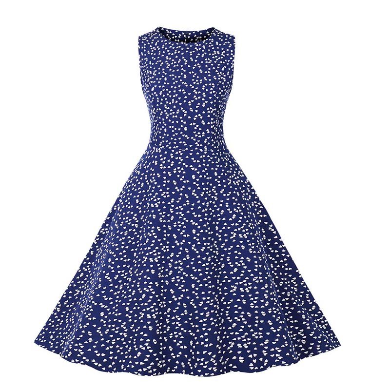 Vestido Vintage Azul Corações