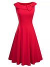 Vestido Vintage Vermelho Com Gola Redonda