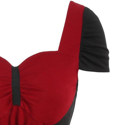 Vestido Vintage De Renda Vermelho E Preto