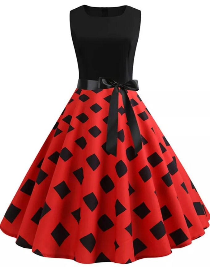 Vestido Vintage Vermelho Moderno