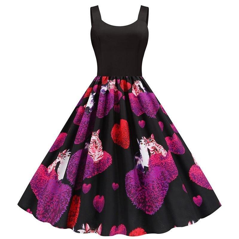 Vestido Vintage Preto Para O Dia Dos Namorados Gatos