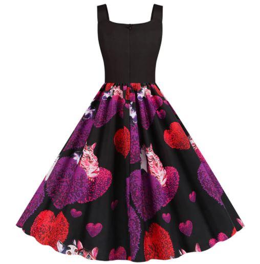 Vestido Vintage Preto Para O Dia Dos Namorados Gatos