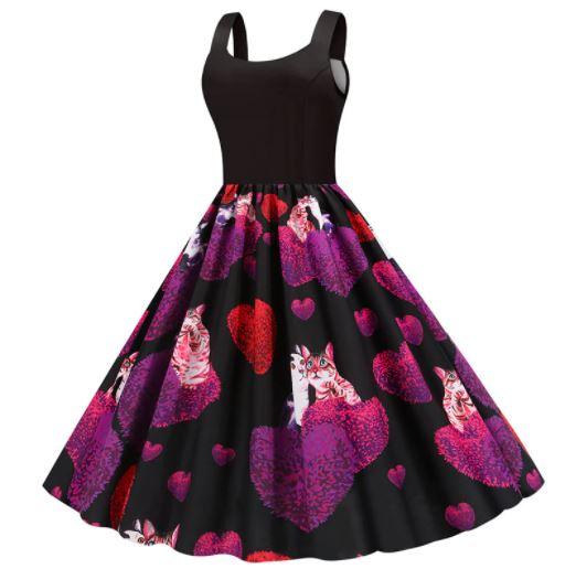 Vestido Vintage Preto Para O Dia Dos Namorados Gatos