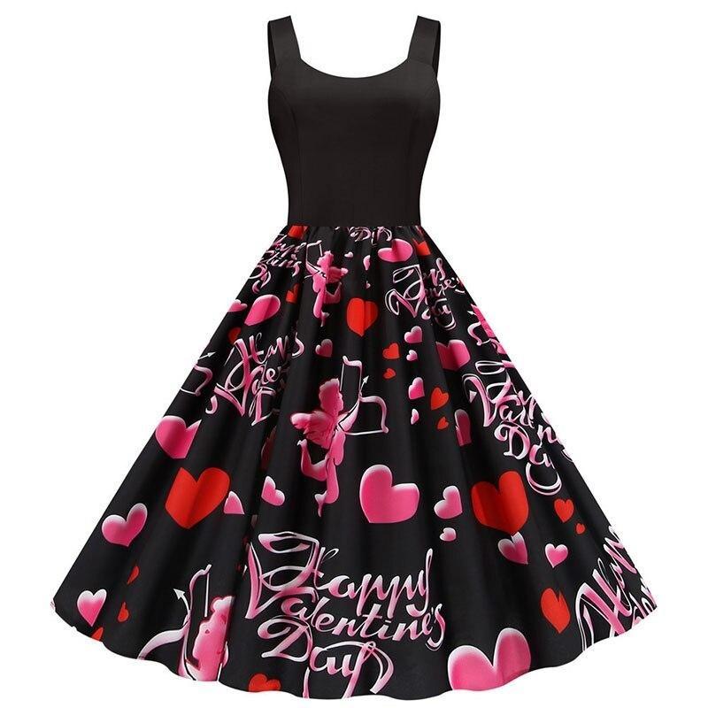 Vestido Vintage Cupido Preto Para O Dia Dos Namorados