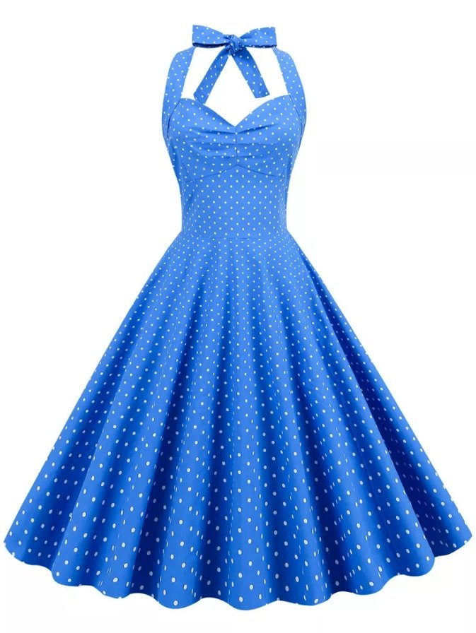 Vestido Sexy Pin Up Azul Vintage
