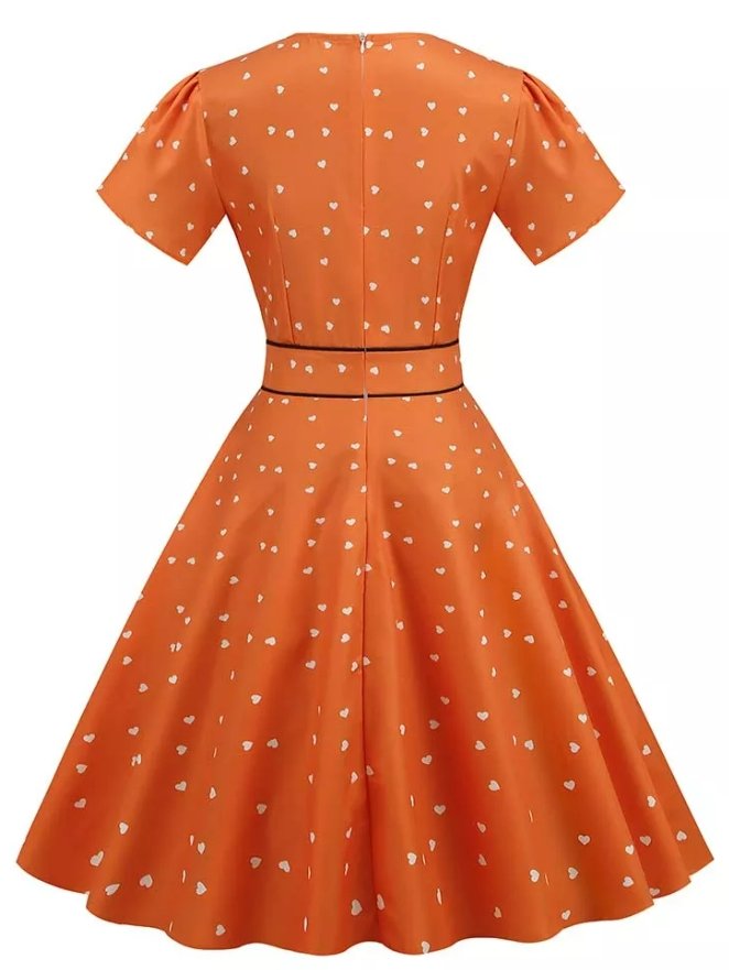 Vestido Vintage Sexy Pin Up Laranja