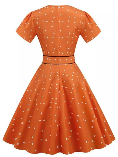 Vestido Vintage Sexy Pin Up Laranja