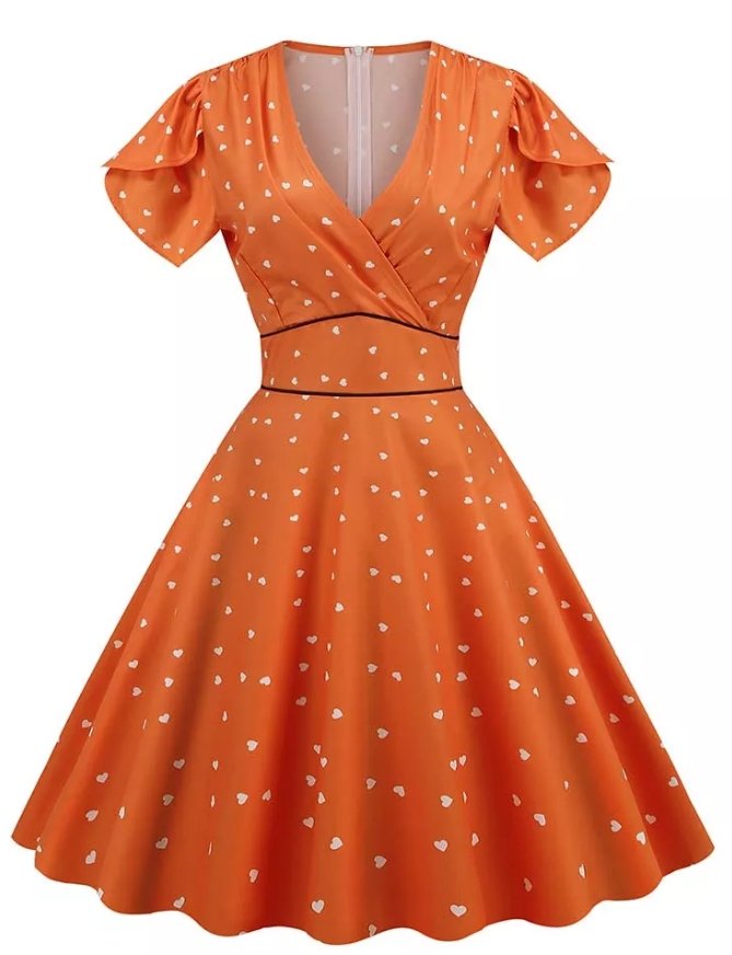 Vestido Vintage Sexy Pin Up Laranja