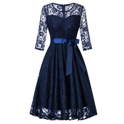 Vestido De Noite Azul Vintage De Manga Longa