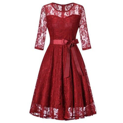 Vestido De Noite Vermelho Vintage De Manga Comprida