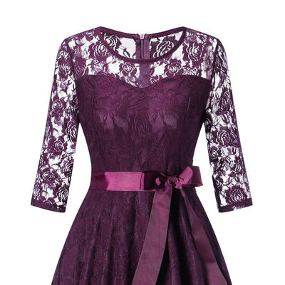 Vestido De Noite Roxo Vintage De Manga Comprida