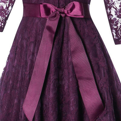 Vestido De Noite Roxo Vintage De Manga Comprida