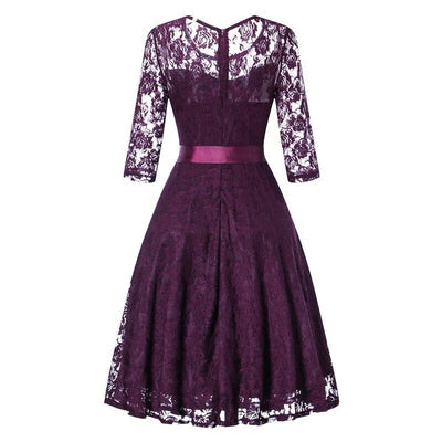 Vestido De Noite Roxo Vintage De Manga Comprida