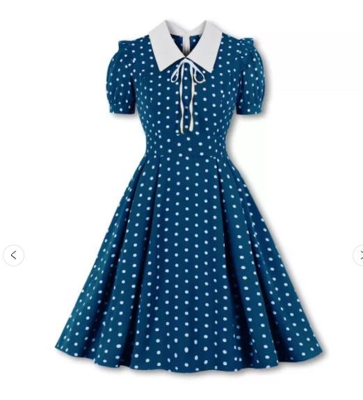Vestido Vintage Azul Cintura Alta