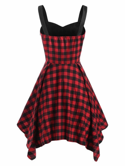 Vestido Vintage Xadrez Cintura Alta