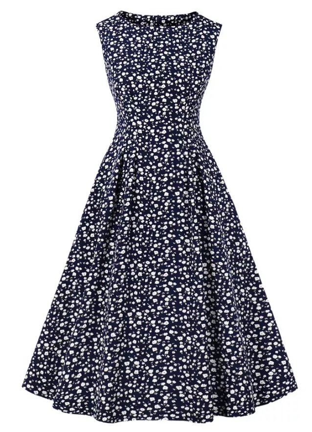 Vestido Vintage Cintura Alta Marinho