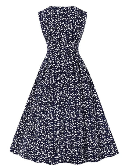 Vestido Vintage Cintura Alta Marinho
