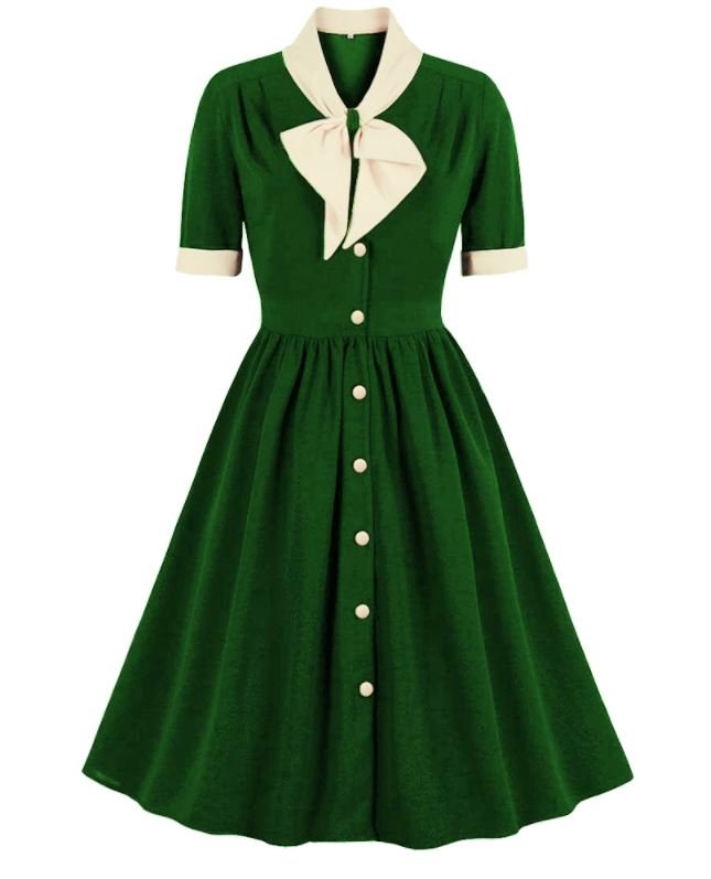 Vestido Vintage Verde Cintura Alta