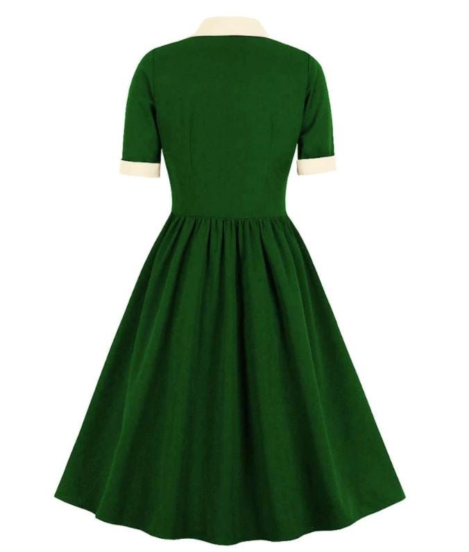 Vestido Vintage Verde Cintura Alta