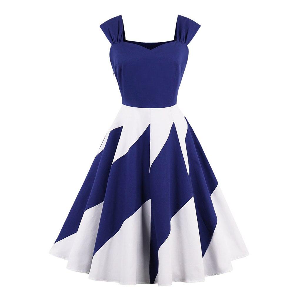 Vestido Vintage Cintura Fina Azul