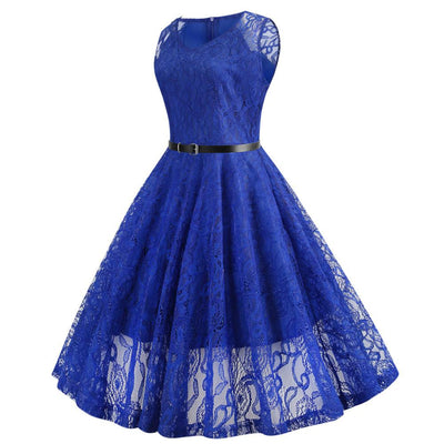 Vestido Trapézio Vintage Azul