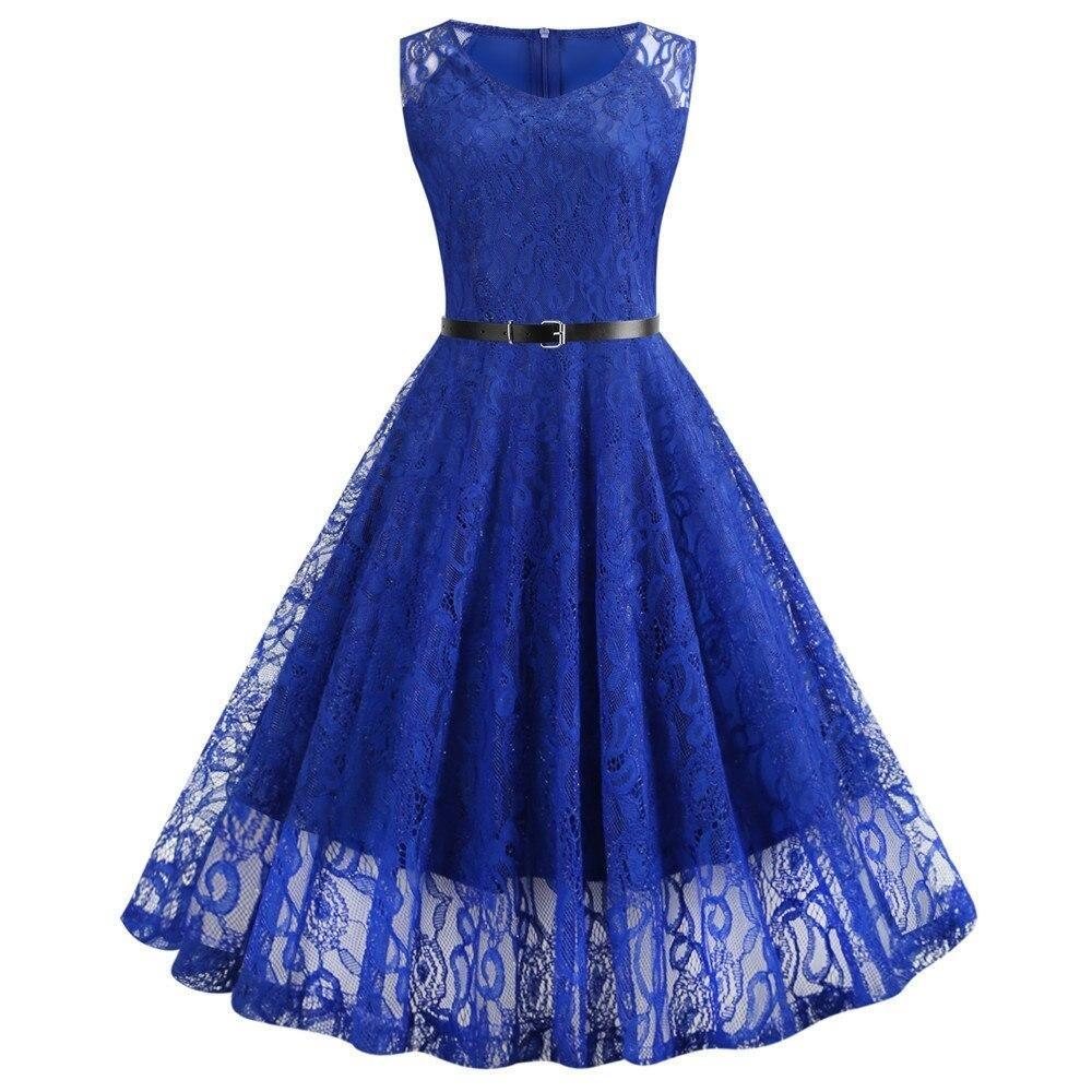 Vestido Trapézio Vintage Azul