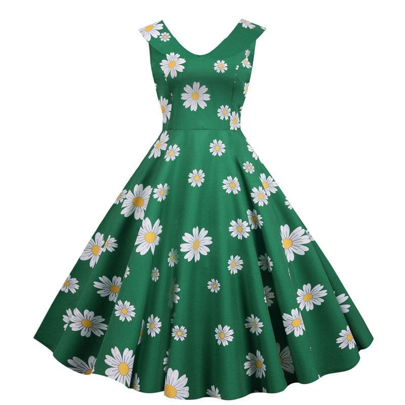Vestido Vintage Verde Anos 50