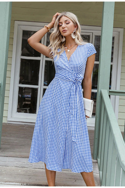 Vestido Vintage Guingão Azul