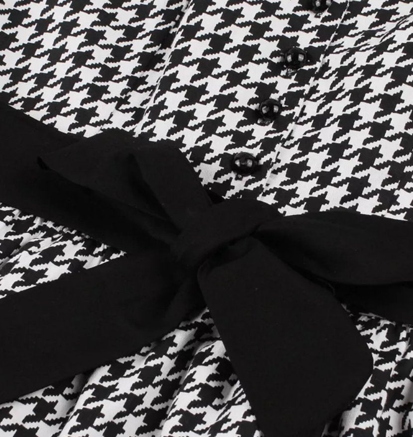 Vestido Vintage Preto E Branco De Guingão