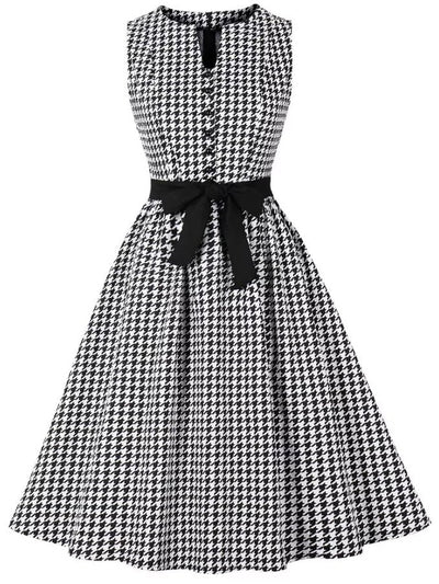 Vestido Vintage Preto E Branco De Guingão