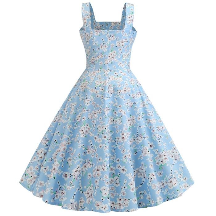 Vestido Vintage Azul Céu De 1950