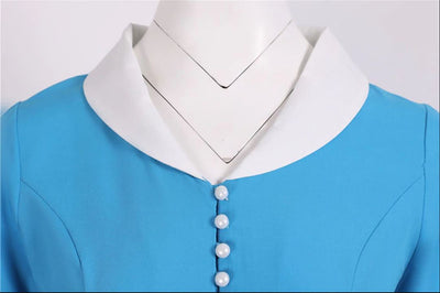 Vestido Vintage Anos 50 Azul Céu