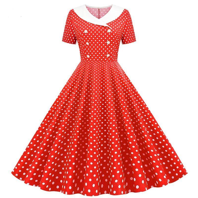 Vestido Vermelho E Branco Dos Anos 50