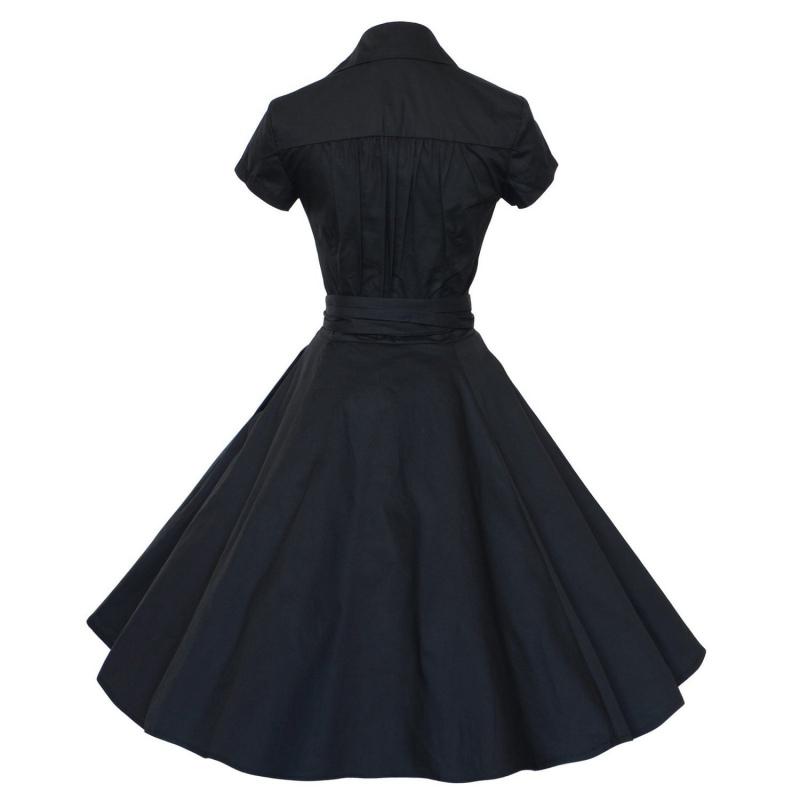 Vestido Vintage Liso Preto Dos Anos 1950