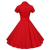 Vestido Vintage Vermelho Sólido Dos Anos 1950