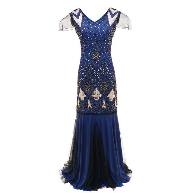 Charleston Vintage Anos 1920 Vestido Azul