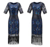 Vestido Longo Azul Vintage Gatsby Dos Anos 1920