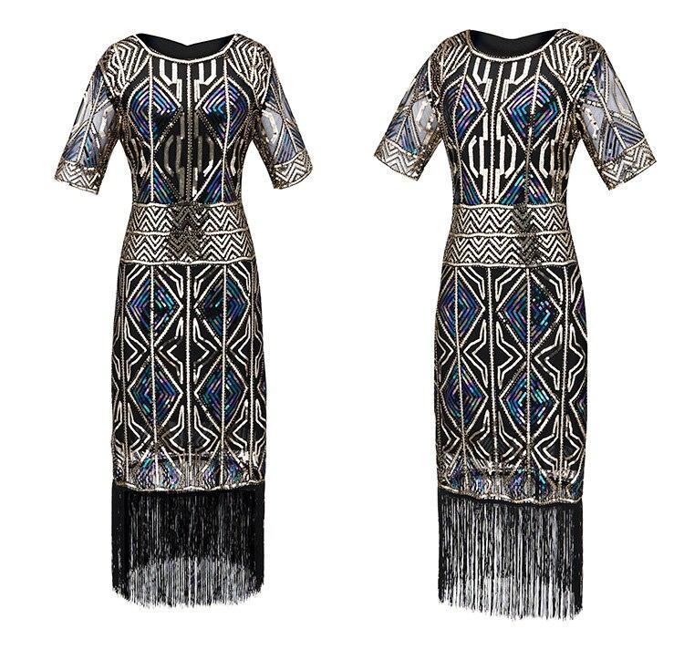 Vestido Longo Dourado Gatsby Vintage Dos Anos 1920