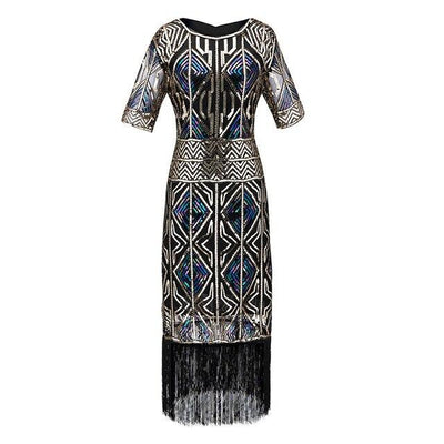 Vestido Longo Dourado Gatsby Vintage Dos Anos 1920