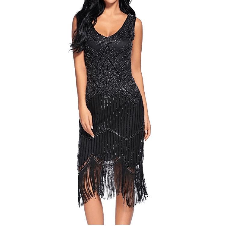 Vestido Vintage Gatsby Dos Anos 1920 Preto