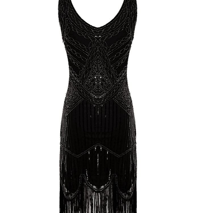 Vestido Vintage Gatsby Dos Anos 1920 Preto