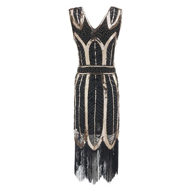 Vestido Vintage Gatsby Dos Anos 1920 Ouro Preto
