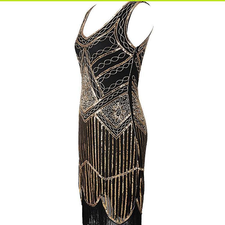 Vestido Vintage Gatsby Dos Anos 1920 Dourado