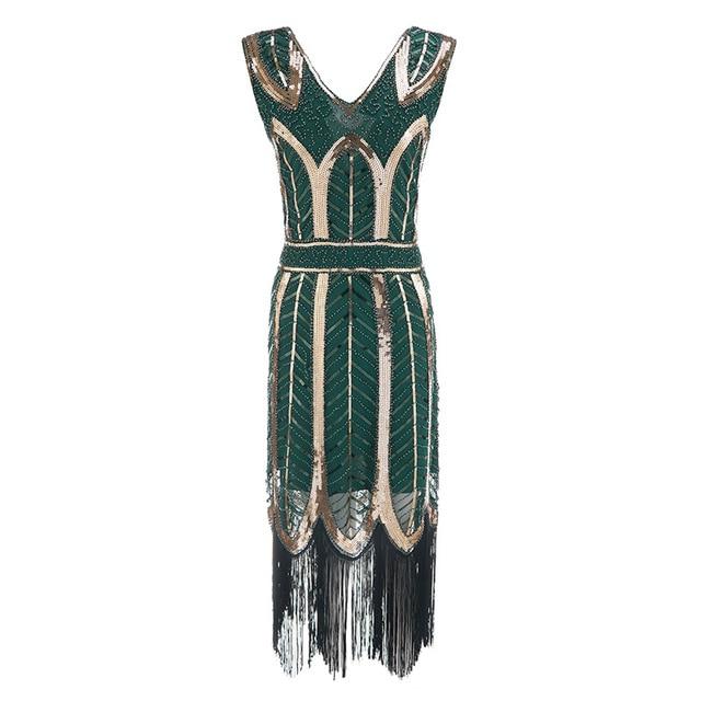 Vestido Vintage Gatsby Dos Anos 1920 Verde