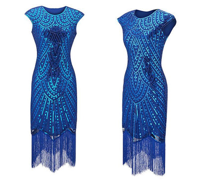 Vestido Azul Plus Size Anos 20