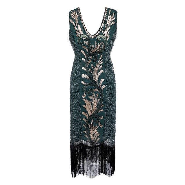 Robe Cocktail Année 20 Verte